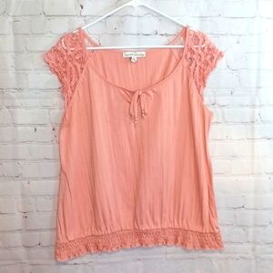 French Laundry Woman's Orange Tie Front Crop Top  XL
